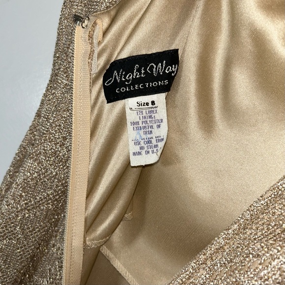 Night Way Gold Sheath Gown with Rhinestone Straps Size 8 - Picture 7 of 7